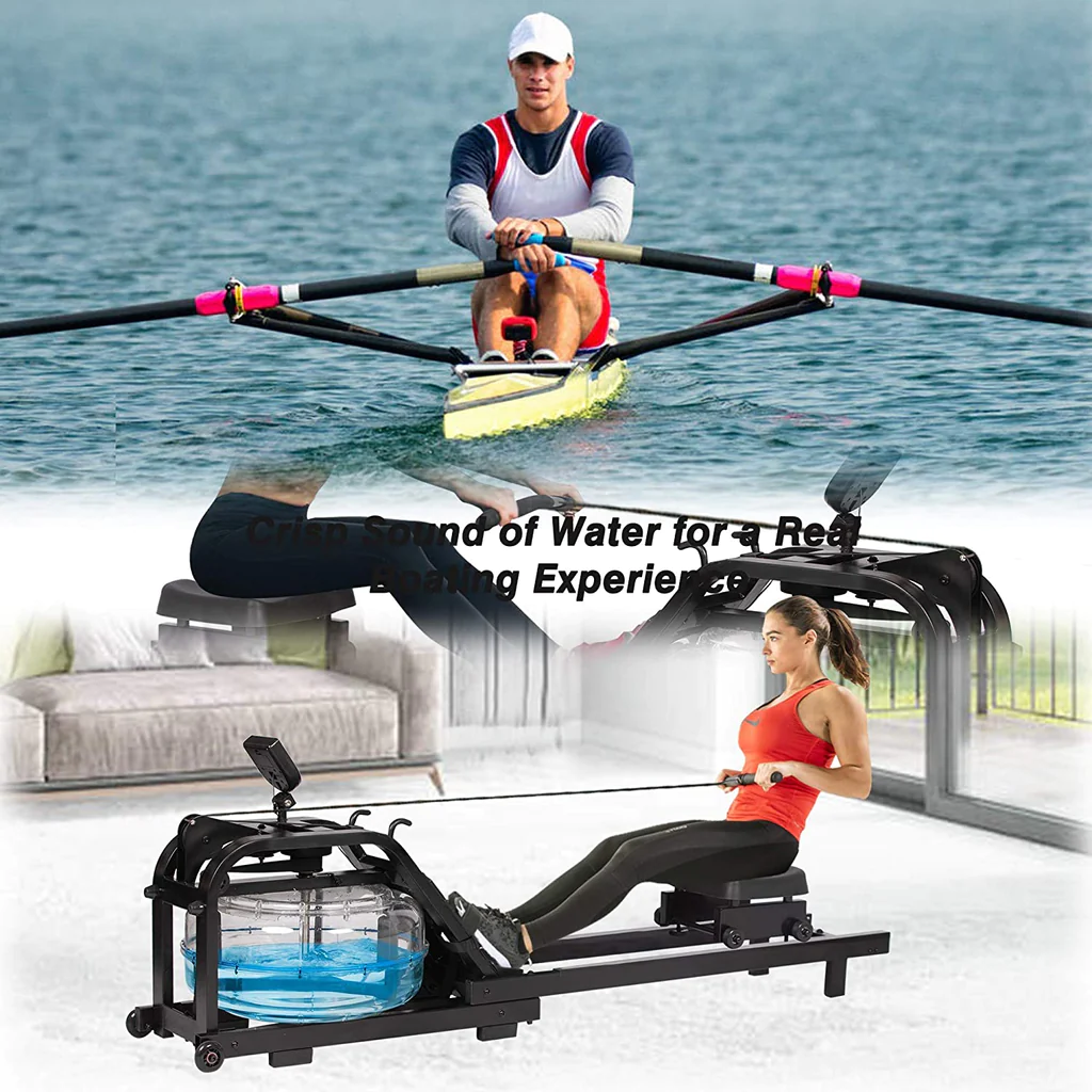 Water Rowing Machine w/ LCD Digital Monitor, 330 Lbs Weight Capacity