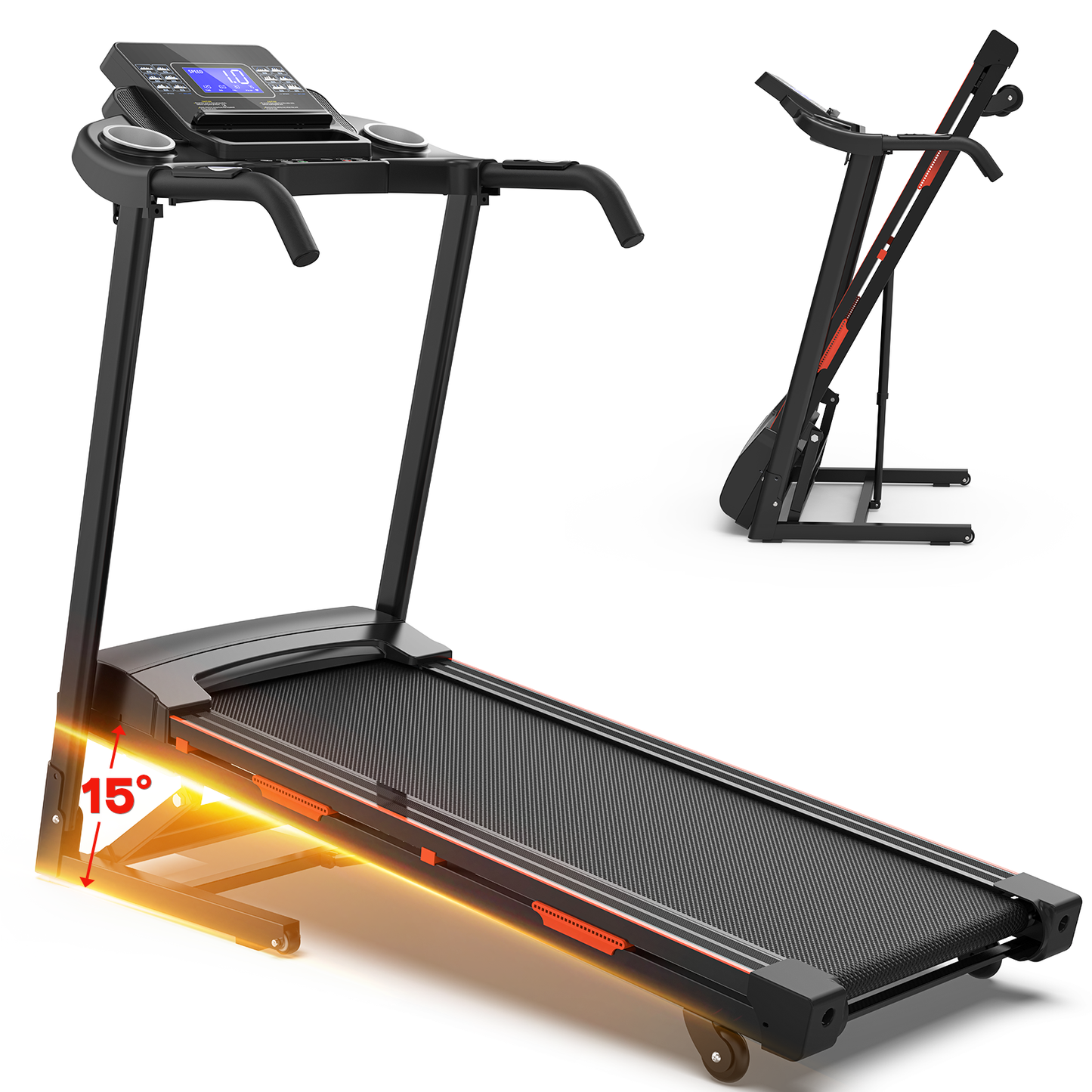 Foldable Electric Treadmill with Bluetooth Speaker and Fitshow APP Support